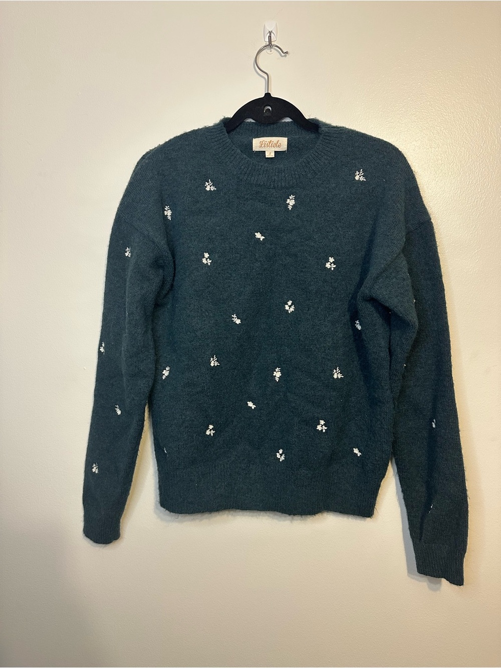 Teal Embroidered Crewneck Sweater